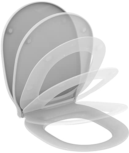 Ideal Standard Connect Air Sedile WC, forma arrotondata, Sedile avvolgente con meccanismo di chiusura ammortizzata e funzione di sgancio rapido, in robusto duroplast – Bianco (365x445x50 mm)