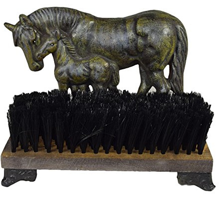 Horse Mare & Foal Door Stop Shoe Welly Boot Brush Scrub Muck Mud Scraper
