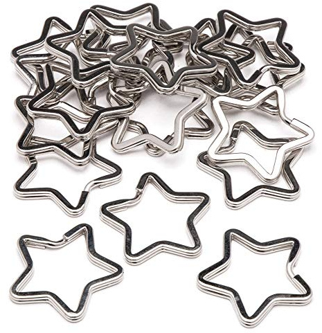 Baker Ross Lot de 20 Anneaux fendus en Métal en Forme d'Étoile Idéal pour Porte-clés AW683