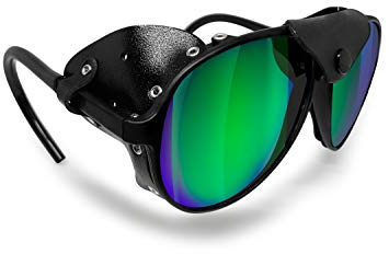 Bertoni Occhiali da Sole Polarizzati da Montagna Ghiacciaio Escursionismo Trekking Arrampicata Sci – MOD. ALPS Italy (Nero - Polarizzato Verde Specchio)
