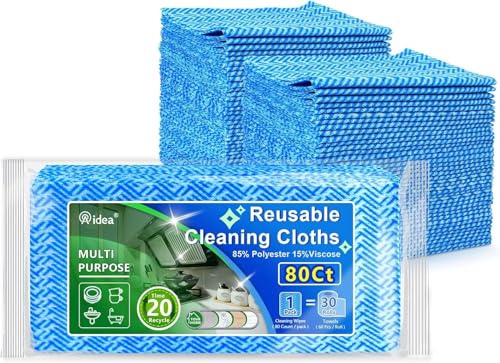 AIDEA Cleaning Wipes, Multi-Purpose Towel Reusable Cleaning Cloths-80Ct(1 Pack), Domestic Wipes, Dish Cloths-(12''x24'')
