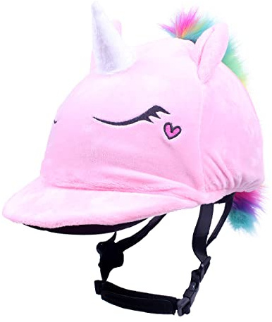 QHP Helmet Cover for Equestrian Helmets - Unicorn Design, One Size, Unisex-Kids & Unisex-Adults