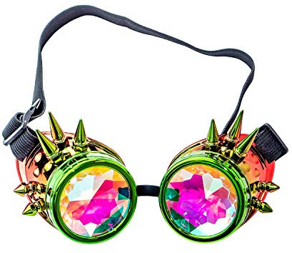 Bristol Novelty BM605 Kaleidoskop-Brille, grün und rot, für Herren, Damen Halloween