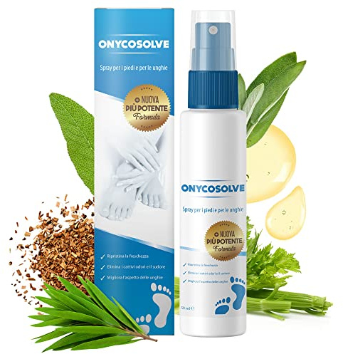 Onycosolve Spray per Piede d'Atleta - Deodorante Scarpe Cattivi Odori - Spray Piedi per Unghie Forti e Pelle Sana - Deodorante Piedi Sudorazione Eccessiva - Spray Scarpe per Prurito ai Piedi - 50 ml
