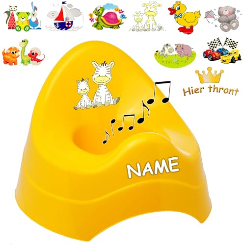 alles-meine.de GmbH 2 Stück Musik & Sound - Töpfchen/Nachttöpfe/Babytöpfe - gelb Motiv-Mix - Jungen inkl. Name - Bieco - Melody - mit großer Lehne + Spritzschutz - Baby..