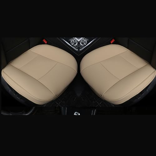 2 Piece Car Seat Bottom Covers Car Seat Protector Luxury PU Leather Bottom Front Car Seat Covers- Without Backrest Car Seat Covers Waterproof Universal Fit 90%-53 × 52 cm (Beige)