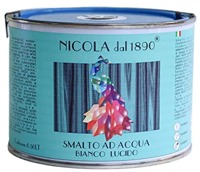 Smalto Acrilico a Base di Acqua, Per Interni ed Esterni, Made in Italy, Bianco Lucido - Formato 0,5 lt