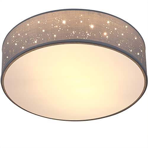 Monzana® Deckenlampe Sternenhimmel Wohnzimmer Schlafzimmer E27 Grau Rund 38cm Stoffschirm 2-Flammig 40W Küche Lampe Deckenleuchte Stoffdeckenlampe