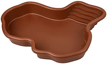 Flushbay Extra große Reptilien-Badeschale für Reptilien, Wassernapf mit Rampe, Aquarium-Ornament für Gecko, Schlange, Schildkröte, Bartagame, Eidechsenbad (braun)