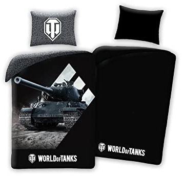 World of Tanks im Dunkeln leuchtender Bettbezug & Kopfkissenbezug - 100% Baumwolle Bettwäsche Bettbezug mit Kopfkissenbezug - Bettbezug für Kinder, Mädchen & Jungen