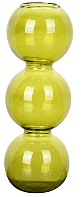Clear Glass Bubble Hydroponic Vase, Modern Flower Vase 3/4 Ball Bud Vase Centerpiece Glass Vase, Unique Floral Vase Creative Globose Vase for Wedding Table Centerpieces Home Decoration(Green 3 Ball)