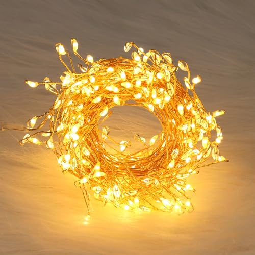 ZWOOS Lichterkette Strombetrieben mit Stecker, 5m 300 LED Warmweiß Außen und Innen,Stabile Helligkeit Lichterketten für Weihnachten Schlafzimmer Party Hochzeit Camping