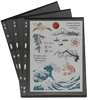 PCCB MINGT 10 Pcs Standard 9-Hole Album Pages (Black, 1 Pocket) | Double-Sided Pocket PET Refill Sleeves for Banknotes, Stamps & Currency Collection Binders