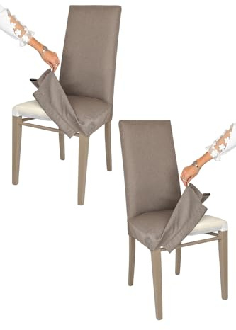 t m c s Tommychairs - Set 2 sillas tapizadas con Funda removible Modelo Jazz para Cocina y Restaurante, Estructura en Haya Pintada Cappuccino,Respaldo Forrado con Funda de Tela marmota
