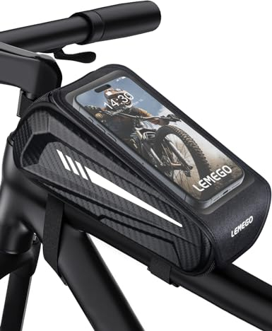 LEMEGO Fahrradtasche Rahmen, Rahmentasche Fahrrad Wasserdicht Handytasche für Smartphone bis zu 6,7 Zoll 1L Oberrohrtasche für Montainbikes, Rennrad