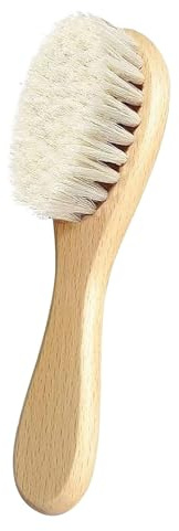 Brosse à cheveux pour bébé avec poignée en bois et chèvre super douce pour nouveau-nés et tout-petits, miroirs de salle de bain pour mur (beige, taille unique)
