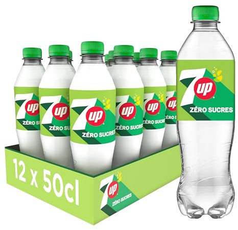 7UP Soda Sans Sucres Saveur Citron et Citron Vert - Lot de 12x50cl