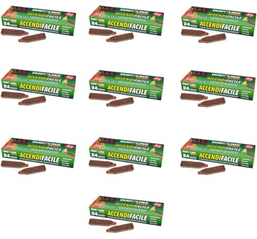 Diavolina Accendifuoco Accendifacile Ecologico per camini, stufe e BBQ, Offerta Multipack 10 confezioni da 24 pezzi, MK16550