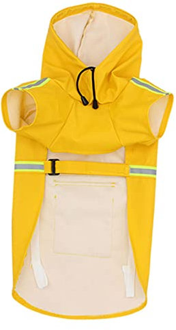 HAPINARY Hundezubehör Haustier-Regenmantel Reflektierende Streifen Regenjacke Mit Kapuze Für Hunde Atmungsaktiv Gelb Größe XL