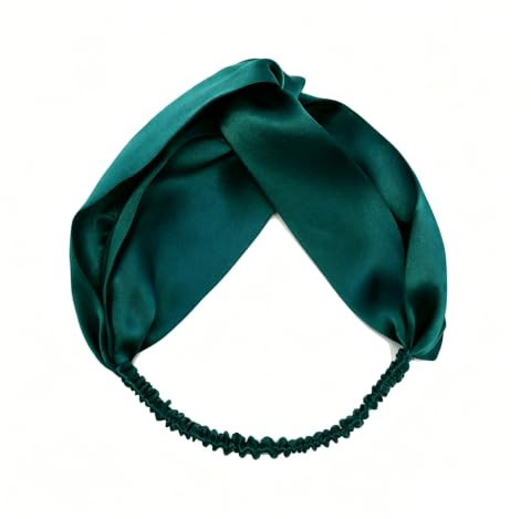 Yurosiay Fascia elastica in 100% seta di gelso pura 19 momme - Fascia larga per capelli - Accessorio per capelli in raso per ragazze