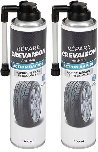 TURBOCAR - Répare crevaison Voiture - Contenance: 300 ML - Action Rapide - Répare et regonfle en Quelques Secondes Votre Pneu sans Outils et sans démontage - Indispensable pour Les Longs trajets