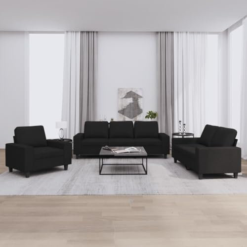 CINDERFUL 3-TLG. Sofagarnitur Schwarz Stoff,Bequeme Couchgarnitur mit viel Stauraum für Ihr Zuhause Möbel, Wohnzimmer