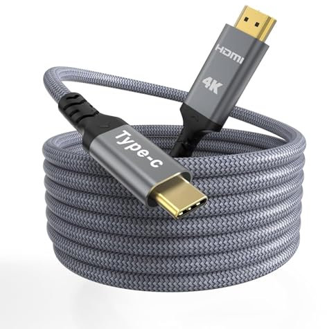 Quntis Cavo USB-C a HDMI 4K@60Hz 3 m, nylon e connettori dorati, compatibile con iPad Pro, iPhone 16/15 Pro, MacBook Pro, Galaxy, Surface, Samsung Galaxy S23/S22/S10/S9, Steam Deck