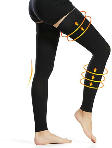 Ailaka Medical Compression Stockings for Women Men, Thigh High Footless 20-30mmHg Graduated Compression Socks with Silicone Band for Varicose Veins, Edema, Post-Surgery