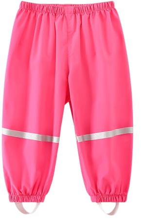 Dioshak Pantaloni da Fango e Pioggia per Ragazze Bambini Pantaloni Riflettenti Impermeabili e Antivento Traspirante Leggeri non Imbottiti Sovrapantaloni Escursionismo Alpinismo per 7-8 Anni Rosa Rosso