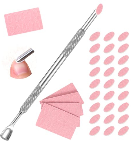 1 repousse-cuticules à double tête en acier inoxydable - Bâtonnets de manucure professionnels Cuticle avec 50 papiers abrasifs à double tête - Outil de manucure et pédicure
