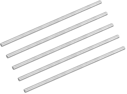 sourcing map 5Pcs M6-1.0x170mm Fully Threaded Rods, Threaded Rods Bar Studs, 304 Stainless Steel Long Thread Screws Hardware for U-Bolts, Anchors, Clamps, Hangers, Silver