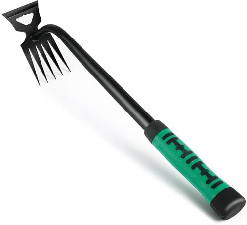 OFFCUP Weed Puller, Portable Garden Weeder Uprooting Weeding Tool, 5 Teeth Dual Heads Weed Pulling Tool Hand Weeder, Patio Weeding Weeds Puller Remover for Vegetable Backyard Farm Planting
