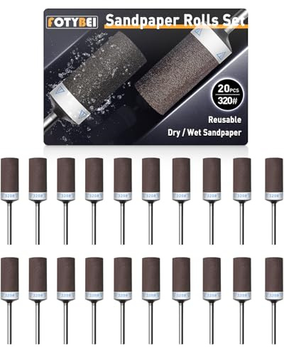 20 Pièces 320 Grains Tambours de Ponçage pour Outil Rotatif Dremel, Manchons de Ponçage avec Tige de 1/8 pour Polissage et ponçage du métal