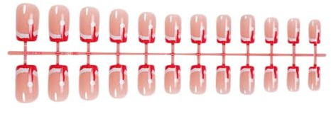 Lot de 24 faux ongles artificiels pour décoration de Noël Motif chapeau de Noël