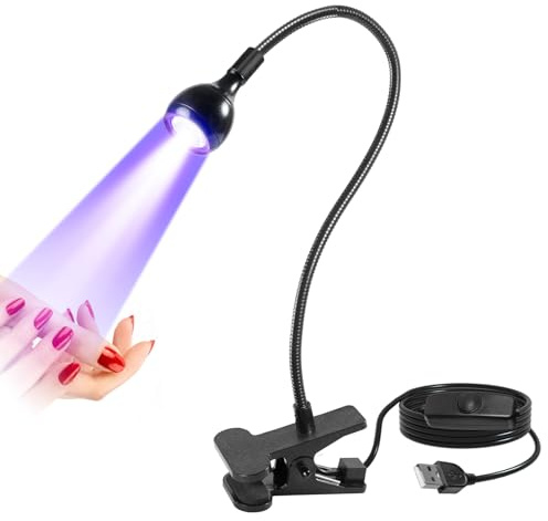 Lampe UV ongles gel 5W mini lampe UV LED ongles semi permanent portable avec pince et interrupteur pour résine et pose américaine
