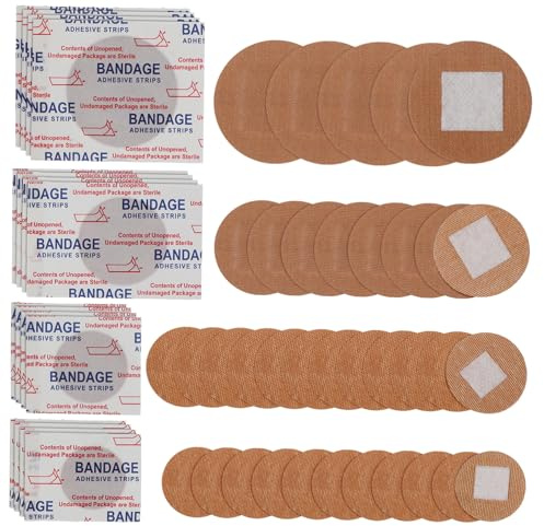 NOLITOY 100pcs Breathable Round Fabric Bandages with Strong Adhesive Comfortable Protective Spot Patches for Small Cuts Elbow and Finger Joint Use Skin-Colored Plasters