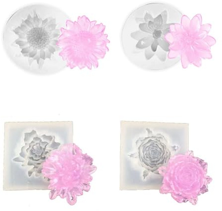 ARYIMYDP 4 pezzi stampi in silicone per la colata di candele, Stampi per candele, Silicone margherita per la colata di fiori 3D, per candele margherita e loto, Stampo per candela in silicone