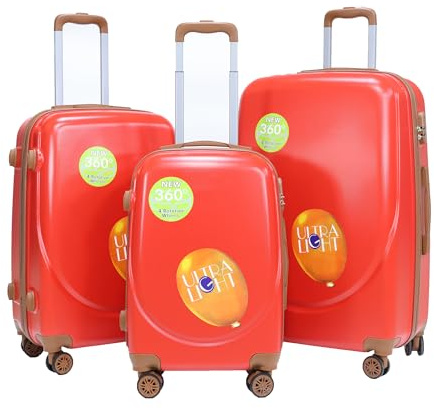 NICETRAV 20+24+28 3 Pieces Set Luggage Set – ABS Hard Shell Suitcase with Silent 360° Spinner Wheels, Retractable Telescopic Trolley, Reinforced Zippers, Classic Style for Family Travel