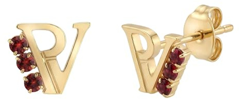 PAUL VALENTINE - Damen Ohrringe Edelstahl - Vergoldet/Golden - mit Zirkonia Stein - PV Logo Ohrstecker - PV-E0041