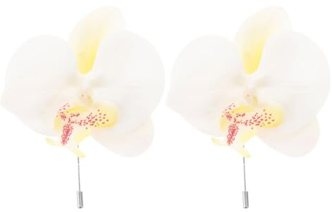 Alipis Broche Orchidée en Soie Blanche pour Hommes, Épingle à Fleur Élégante et Résistante la Décoloration, Lot de 2, pour Mariages et Dîners