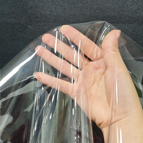 JERLITU Clear TPU Film 0.2mm Clear Vinyl Fabric for Sewing Craft-50x137cm | Clear Vinyl Film, Transparent TPU Waterproof Material Multipurpose Vinyl Sheet for DIY Raincoat Clothing Tablecloth Decor