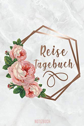 Reisetagebuch Notizbuch: A5 Tagebuch für deinen Urlaub; Marmor Reisebuch mit Vintage Rosen für dich selbst zum Listen, Notizen Schreiben, Zeichnen oder als Reisegeschenk