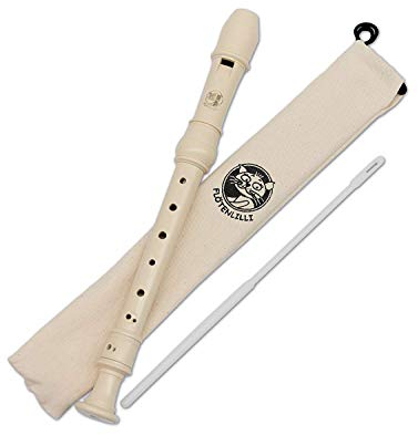 Flötenlilli EH 3908 Blockflöte aus Kunststoff für Kinder, Sopran, deutsche Griffweise, Tasche, Wischerstab,,Soprano Recorder