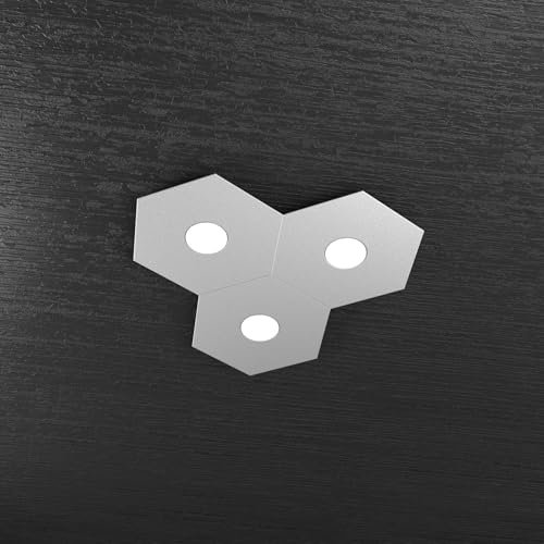 PLAFONIERA MODERNA LED 3xGX53 L 75 CM METALLO GRIGIO ESAGONALE COMPONIBILE