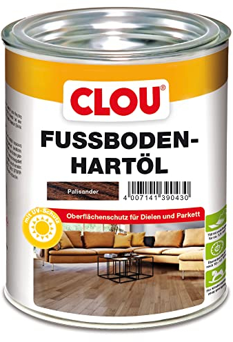 CLOU Fußboden-Hartöl, Parkettöl zur Pflege und Holzpolitur von Holz-Oberflächen wie Parkett, Dielen, Treppen und Möbel, palisander, 0,75 Liter