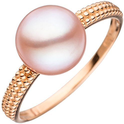 Jobo Damen-Ring aus 14 Karat 585 Rosegold mit großer Perle Größe 60