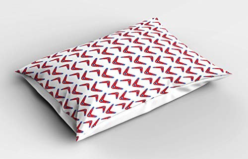 ABAKUHAUS aborigeno Federe Cuscini Stampata, Boomerang Motif, Decorativo e Dimensioni Standard, 65 cm x 50 cm, Vermilion Multicolor