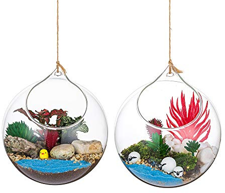 Terrarium en Verre Suspendu 2 Pièces Grande Ouverture Vase Plante Boules 12cm Fleur Vase Pot Boules De Verre Creativesverre la Conception de Bricolage de Jardin de Mariage à la Maison