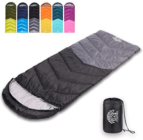 Flantree Schlafsack für 4 Jahreszeiten, Erwachsene und Kinder, für Camping, Wandern, Ausflüge, warmes kühles Wetter, leicht und wasserdicht, mit Kompressionsbeutel, Aktivitäten drinnen und draußen