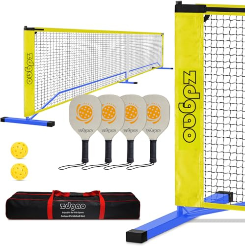 Zdgao Pickleball-Set mit 4 Paddeln und Netz, offizielle Größe, 4 Pickleball-Paddel und 2 Outdoor-Pickleball-Bälle, Outdoor-Spaß für Kinder, Jugendliche und Erwachsene